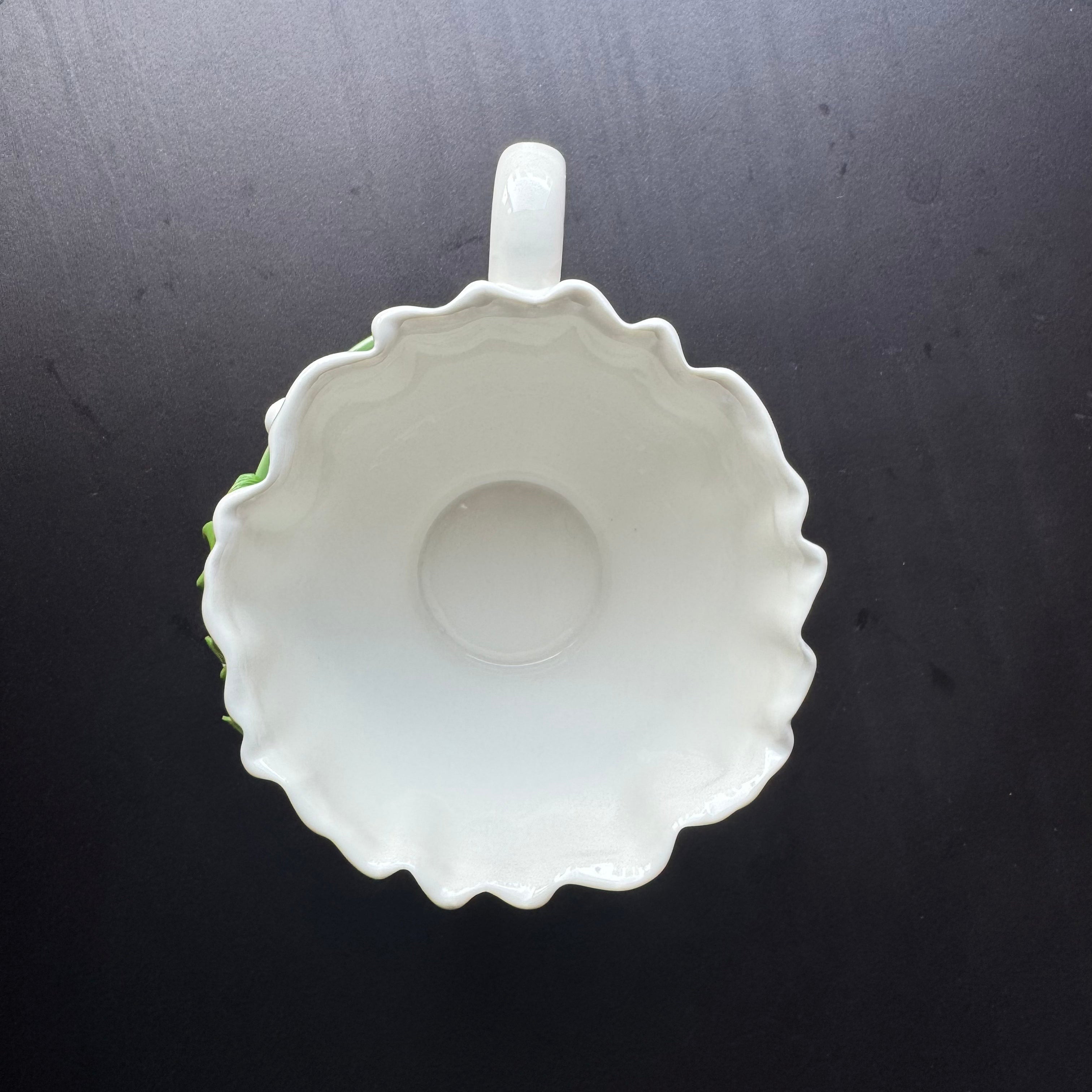 Bellflower ceramic coffee cups, white and green cups,  Handmade flower cups