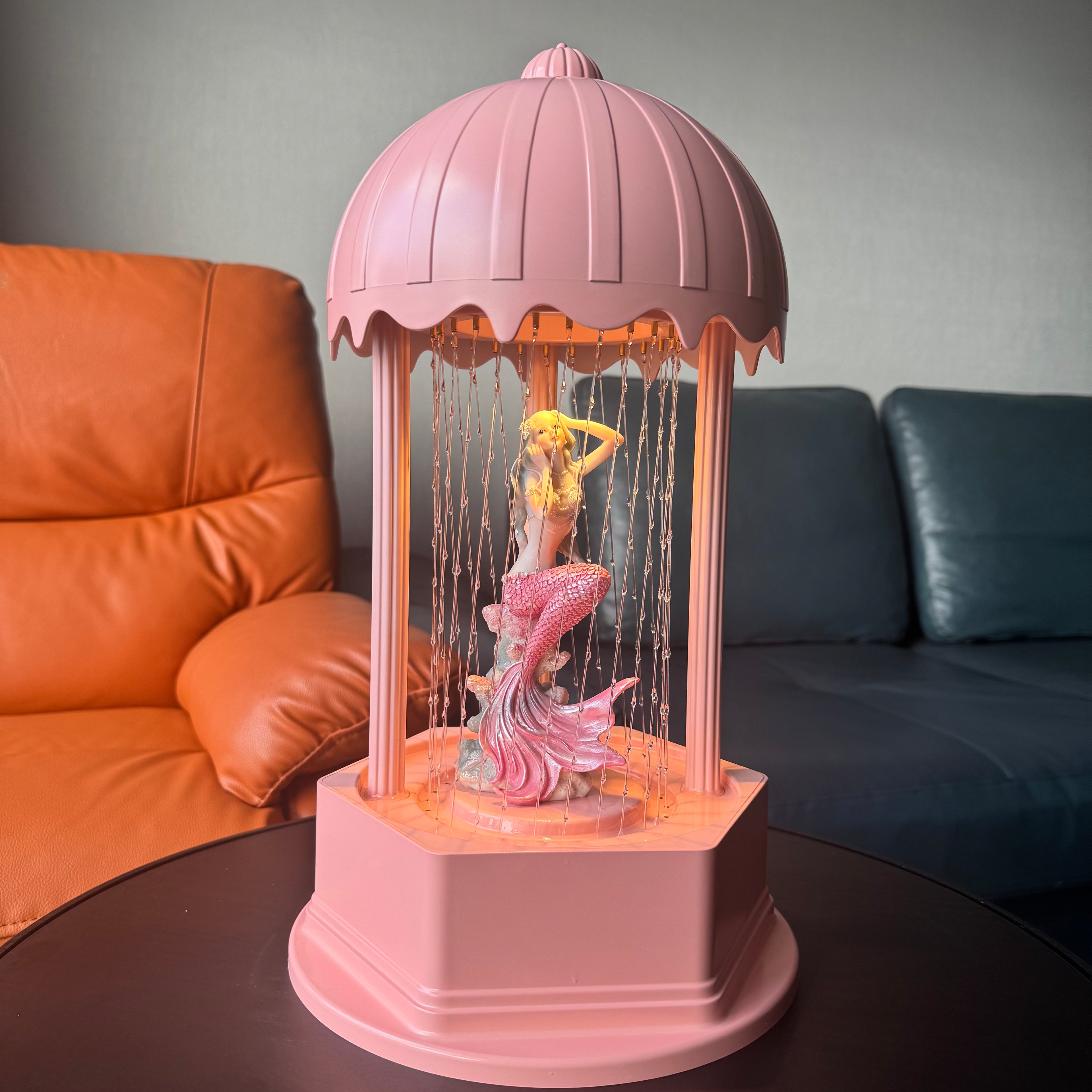 PINK MINI Retro Oil Rain Lamp– Lady Pink Mermaid– Rainfall Indicator lamp，Vintage Table lamp,  Suitable for bedrooms, Living Rooms and Stores