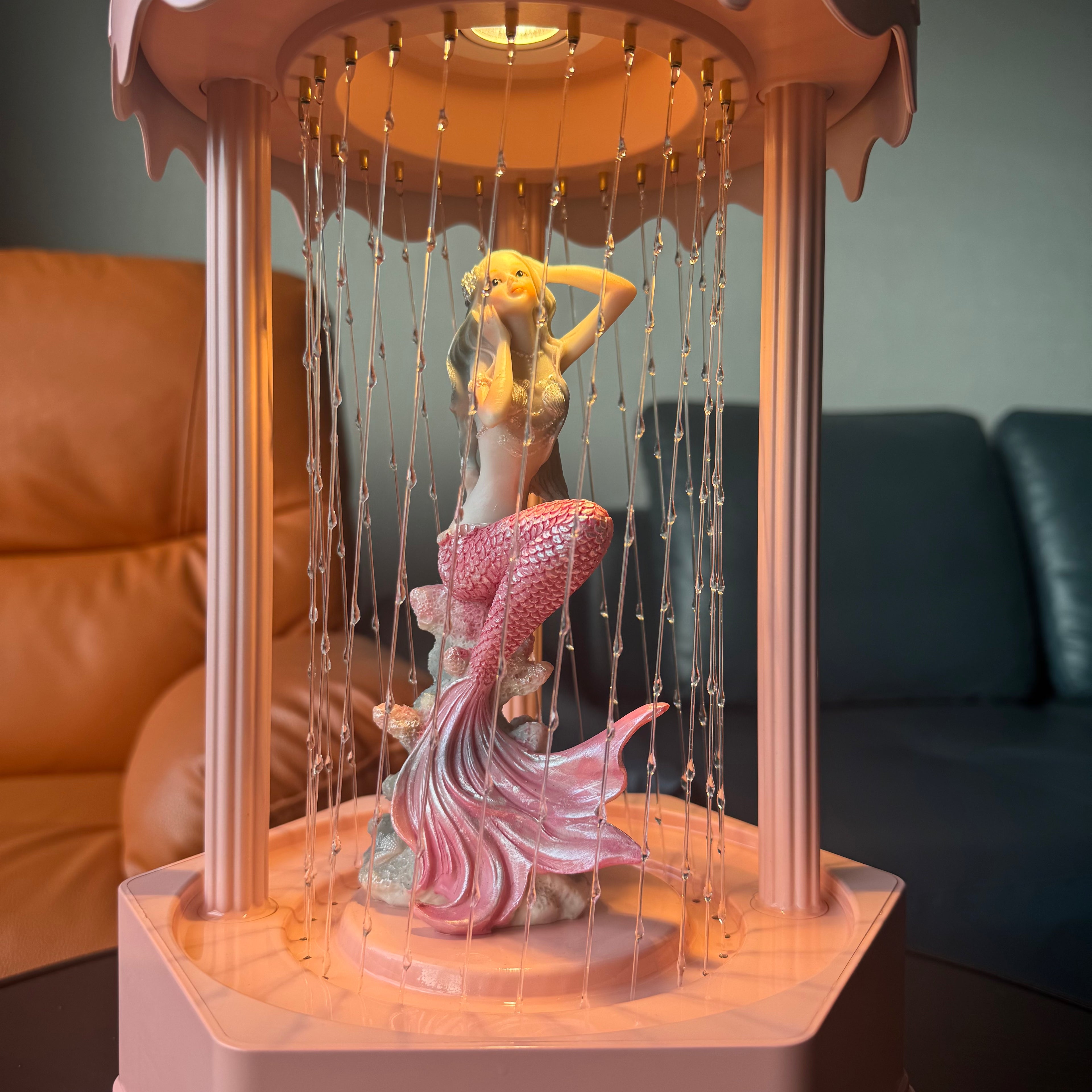 PINK MINI Retro Oil Rain Lamp– Lady Pink Mermaid– Rainfall Indicator lamp，Vintage Table lamp,  Suitable for bedrooms, Living Rooms and Stores