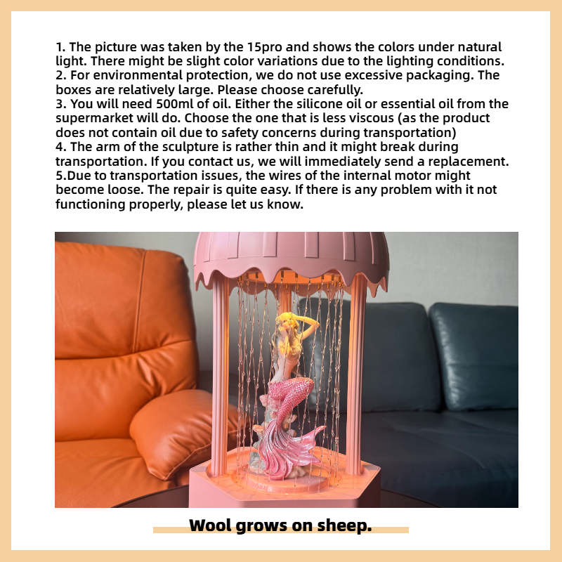 PINK MINI Retro Oil Rain Lamp– Lady Pink Mermaid– Rainfall Indicator lamp，Vintage Table lamp,  Suitable for bedrooms, Living Rooms and Stores